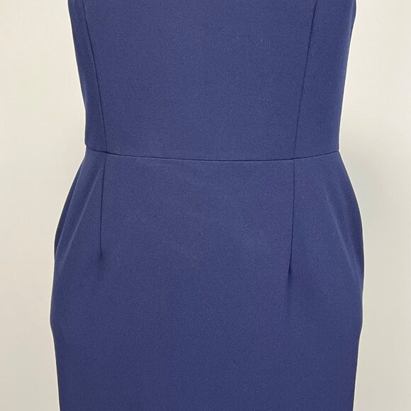 Betsey Johnson Womens Plus Stretch Crepe Dress Navy Blue Ruffle Hem size 14W - Picture 5 of 15